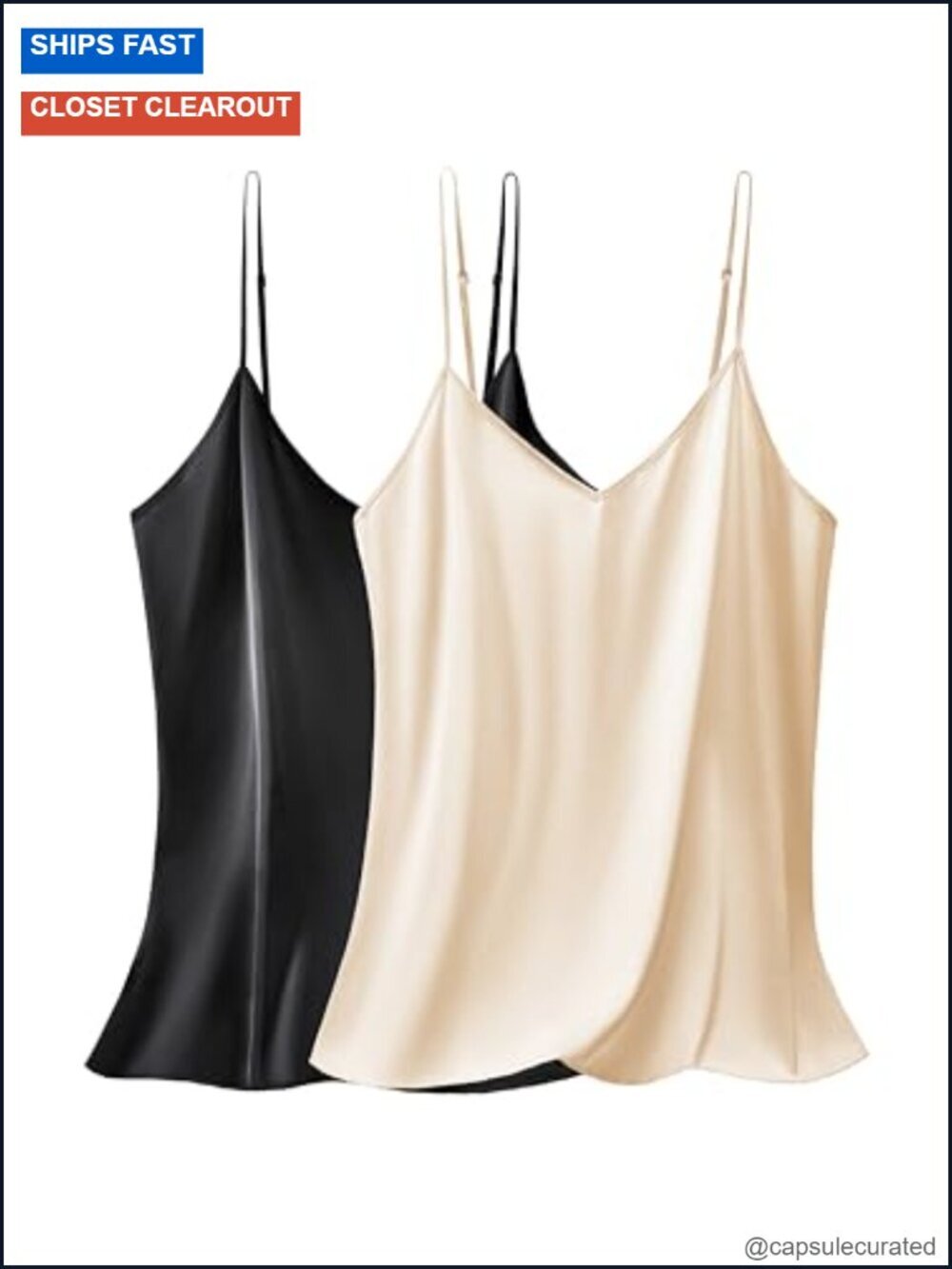 Satin Cami Top V-Neck Tank Top with Adjustable Straps